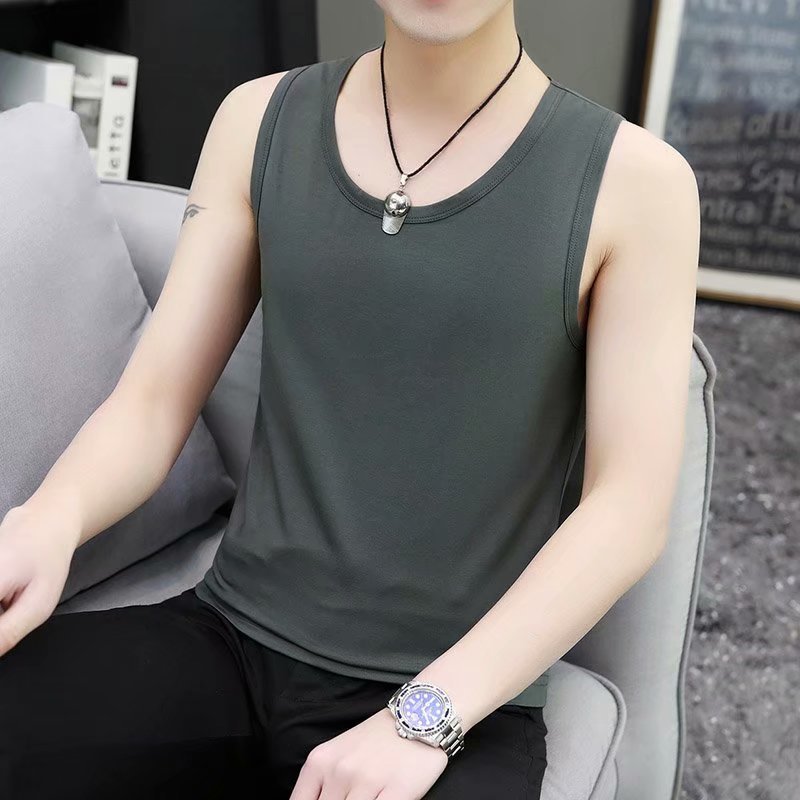 Trendy Brand Site Work Vest Men's Spring and Summer Youth Wear Bottoming Waistcoat Sports Sweatshirt Solid Color Sleeveless T-shirt