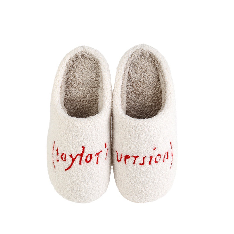 New Taylor font cartoon warm winter cotton slippers couple men and women thick bottom soft sole shoes thickened non-slip