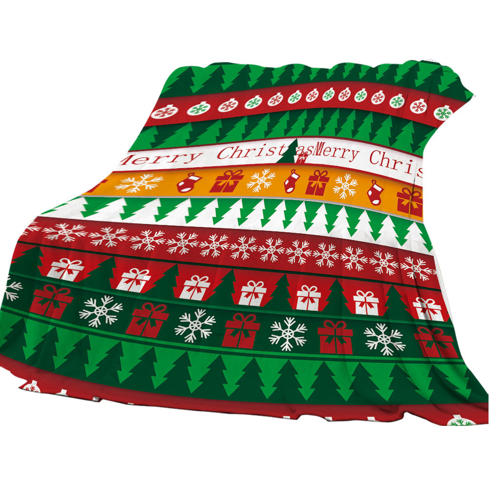 Cross-border foreign trade in stock Christmas flannel blanket sofa blanket double-sided velvet blanket new holiday gift blanket