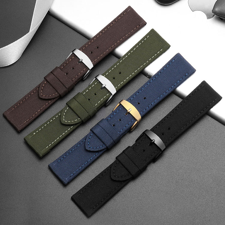 Spot wholesale canvas nylon watch strap 18/20/22mm waterproof breathable leather strap a generation of hair
