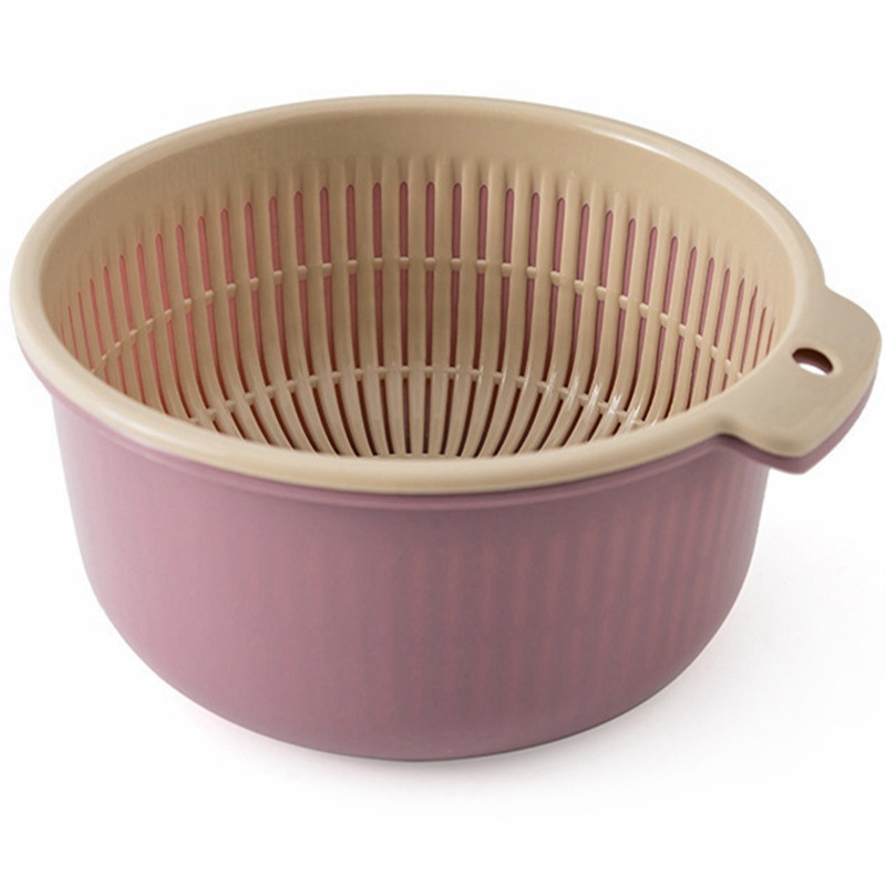Wheisse Kitchen Round Water Filter Basket Vegetable Washing Basket Fruit and Vegetable Storage Washing Basket Household Double-Layer Draining Basket Drip Basket