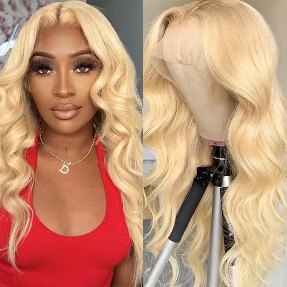 Amazon medium large wave full head cover long curly hair anti-hand woven front lace wig with mesh 30-inch in stock