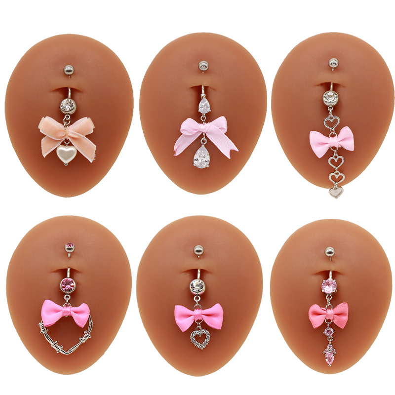 Gaibei European and American cross-border beautiful bow navel ring heart-shaped navel ring ins Japanese and Korean navel nail navel ring piercing products
