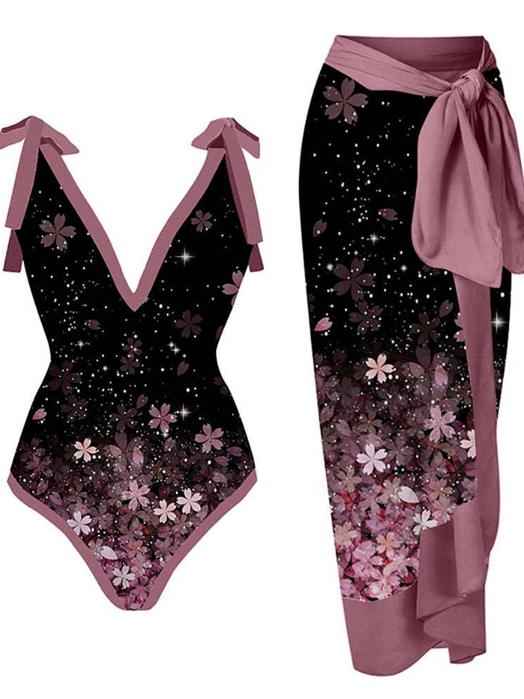 2023 European and American Siaman Conservative Belly Covering Slim Vacation Beach Hot Spring Swimsuit bikini Retro Siaman Biki