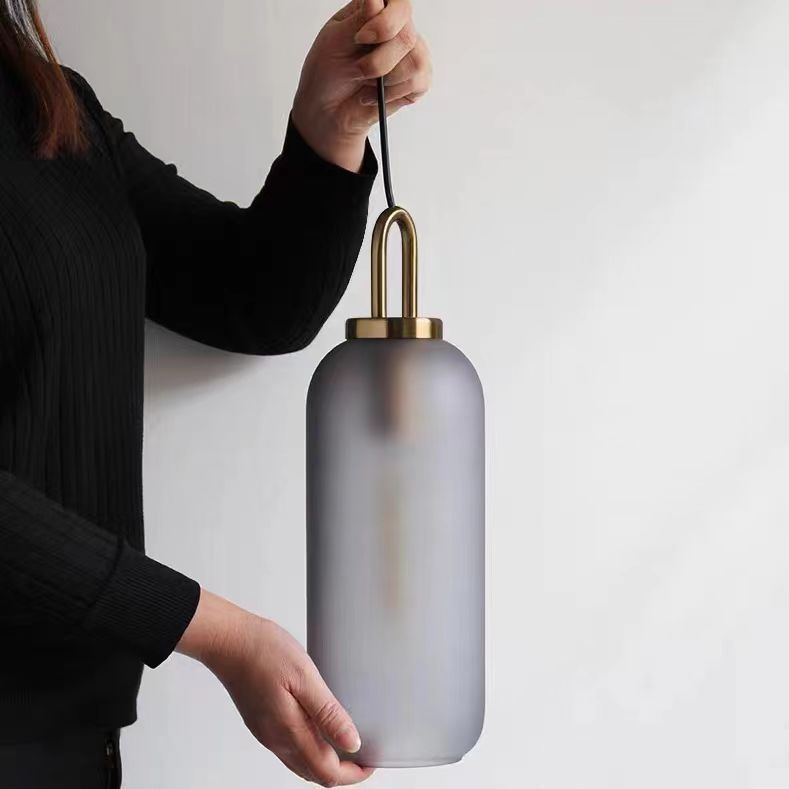 New modern Nordic simple bedroom bedside lamp round light luxury creative bar restaurant single head combination glass chandelier