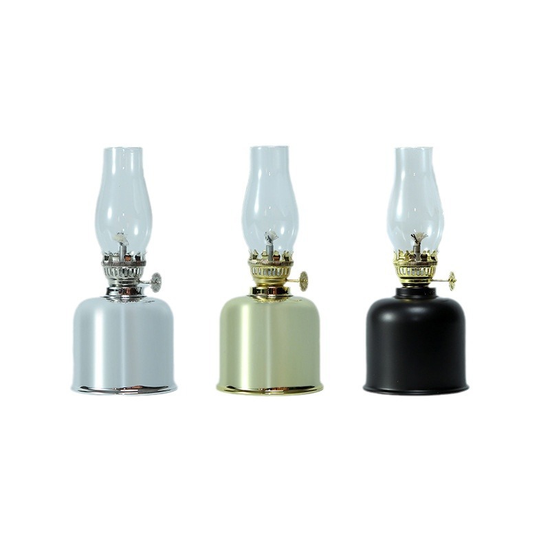 Metal Oil Pot Electroplated Surface Boutique Outdoor Tent Camping Atmosphere Lamp Lighting Kerosene Lamp Candle Holder Candle Lamp