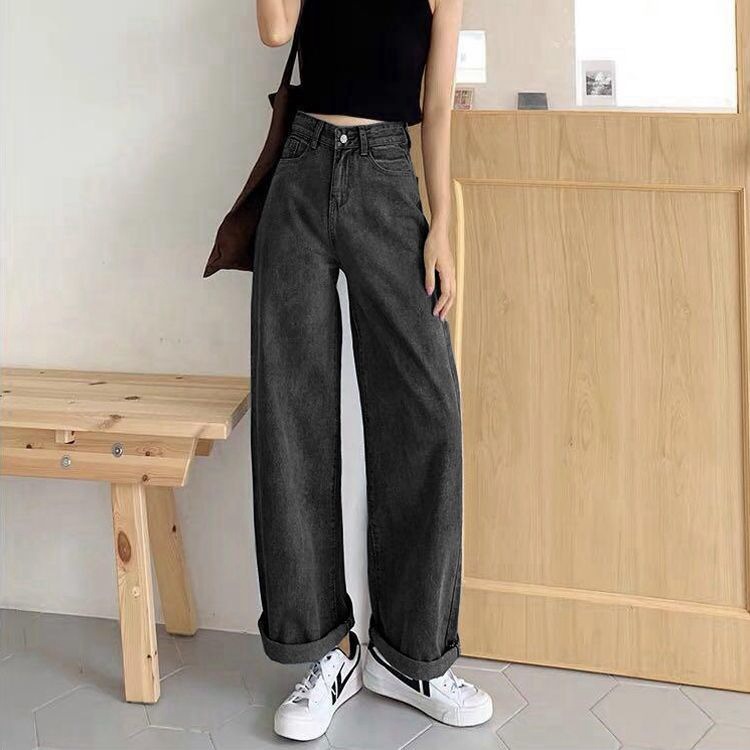 Loose Straight Leg Jeans Women's 2023 New High Waist Korean Style Slim Look Tall Wide Leg Trendy Trendy Trousers
