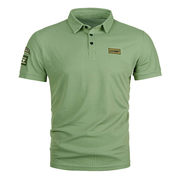 2023 Summer new men's short-sleeved polo shirt European size icon stitching casual lapel short-sleeved T-shirt