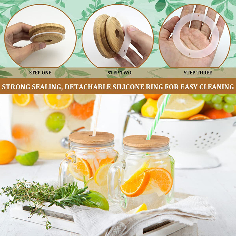 Amazon Mason Bamboo Lid with Holes 70mm Mason Jar Lid 86mm Bamboo Lid Straw Cup Lid