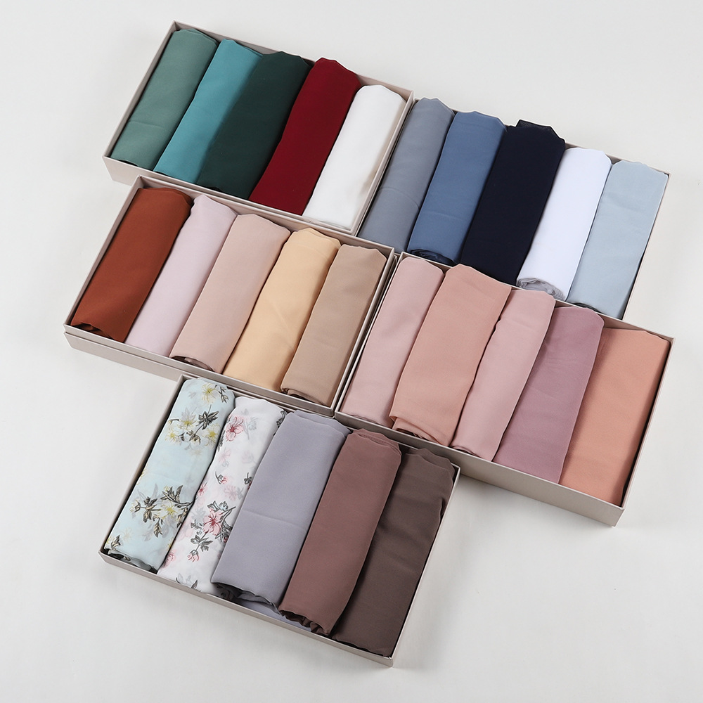 5 Pack Gift Box for Sale Cross-border AliExpress Amazon Malaysia High Quality Pearl Chiffon Scarf
