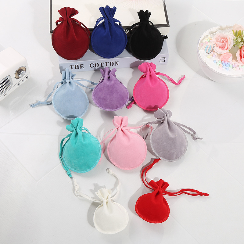 New Double-sided Fleece Gourd Bag Drawstring Jewelry Bag Macaron Color Gift Packaging Jewelry Bag