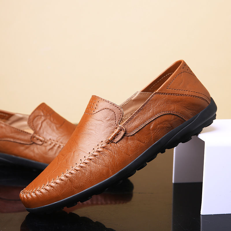 Men's Leather Shoes Autumn New Casual Leather Shoes Men's British Business Leather Shoes Korean Fashionable Youth Shoes Driving Shoes