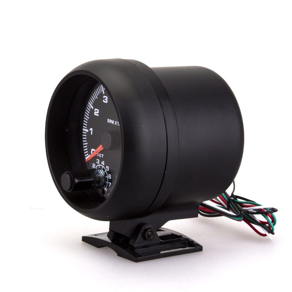 Cross-border hot selling car modified black tachometer car universal blue light tachometer 12v modified car instrument