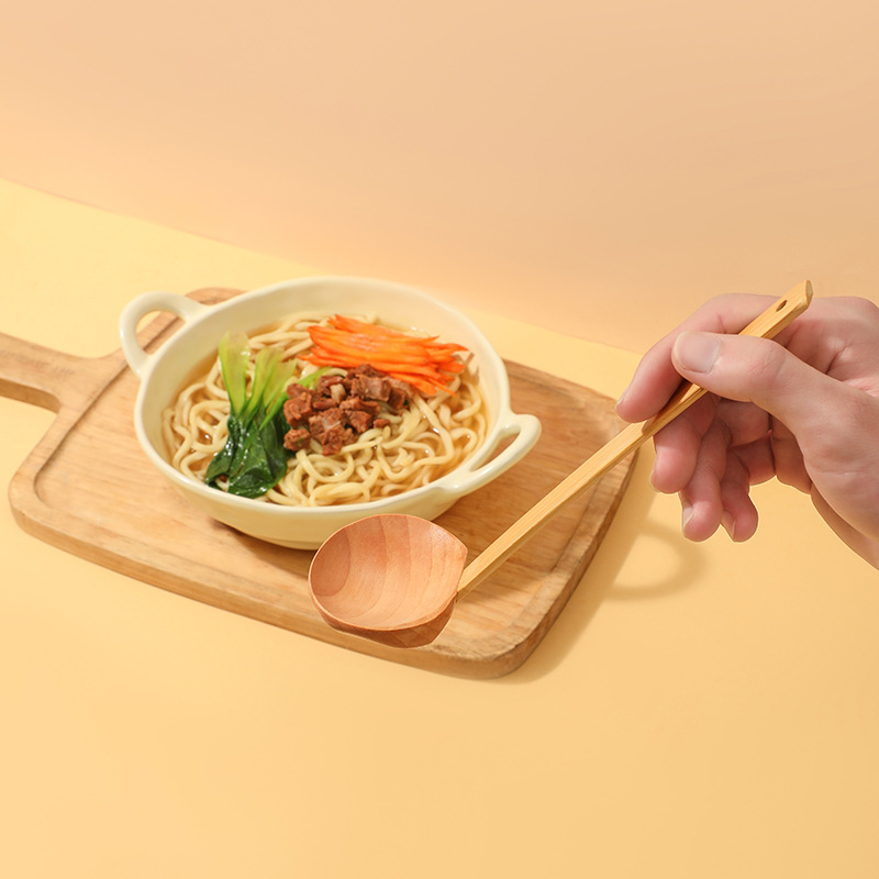 和風長柄木製スプーン亀の甲羅スープスプーン大スープ漏れ鍋麺キッチン用品|undefined