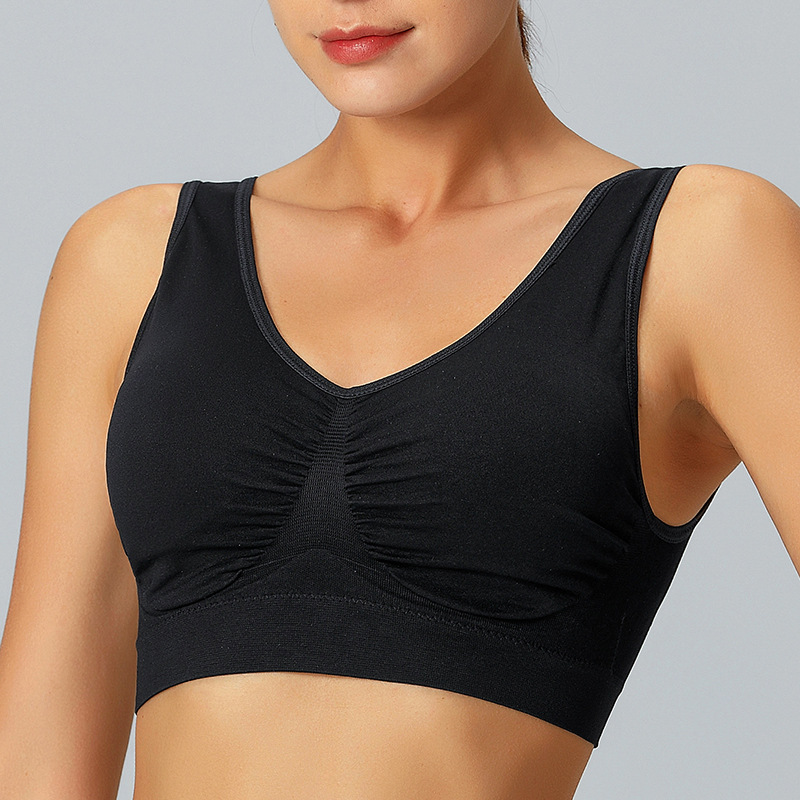 sports bra cross-border fattening without steel ring plus size sports bra double-layer seamless yoga adjustment sports underwear