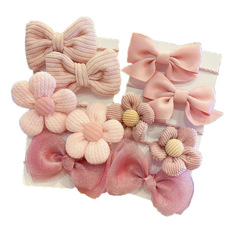 Children's Rubber Tendon Baby's Hair Rope Girls' Fabric Flower Bow Does Not Hit Hair Accessories Cute Hair Ring Ponytail Headwear
