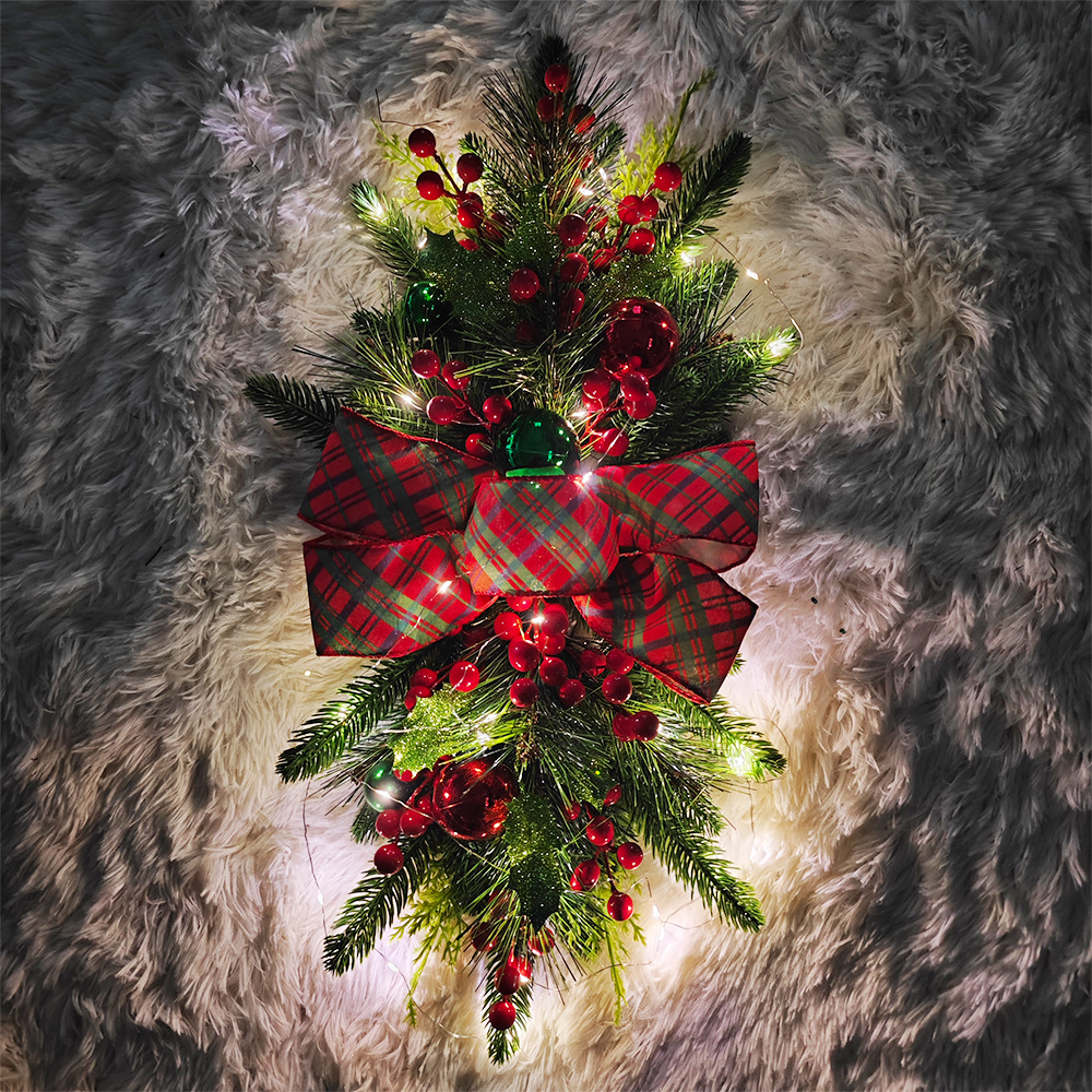 Meihui 2023 Christmas stairs Garland stairs decoration teardrop swags upside down Christmas home hanging ornaments_voghion.com