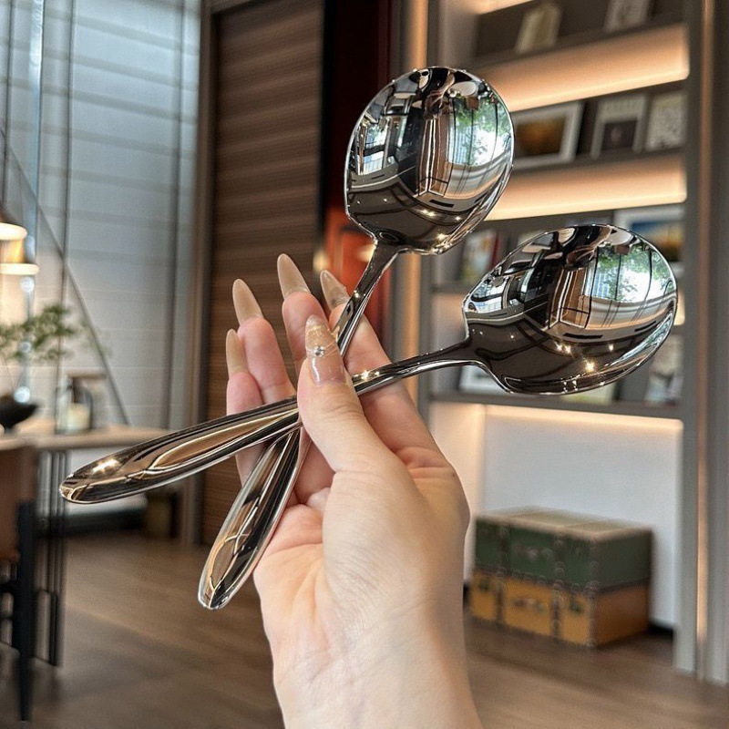 Stainless Steel Split Spoon Thickened Large Household Long Handle Spoon Hotel Canteen Restaurant Buffet Split Common Spoon
