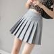 Spot high waist pleated skirt skirt women's autumn skirt academic style Korean solid color anti-light A- line skirt wholesale