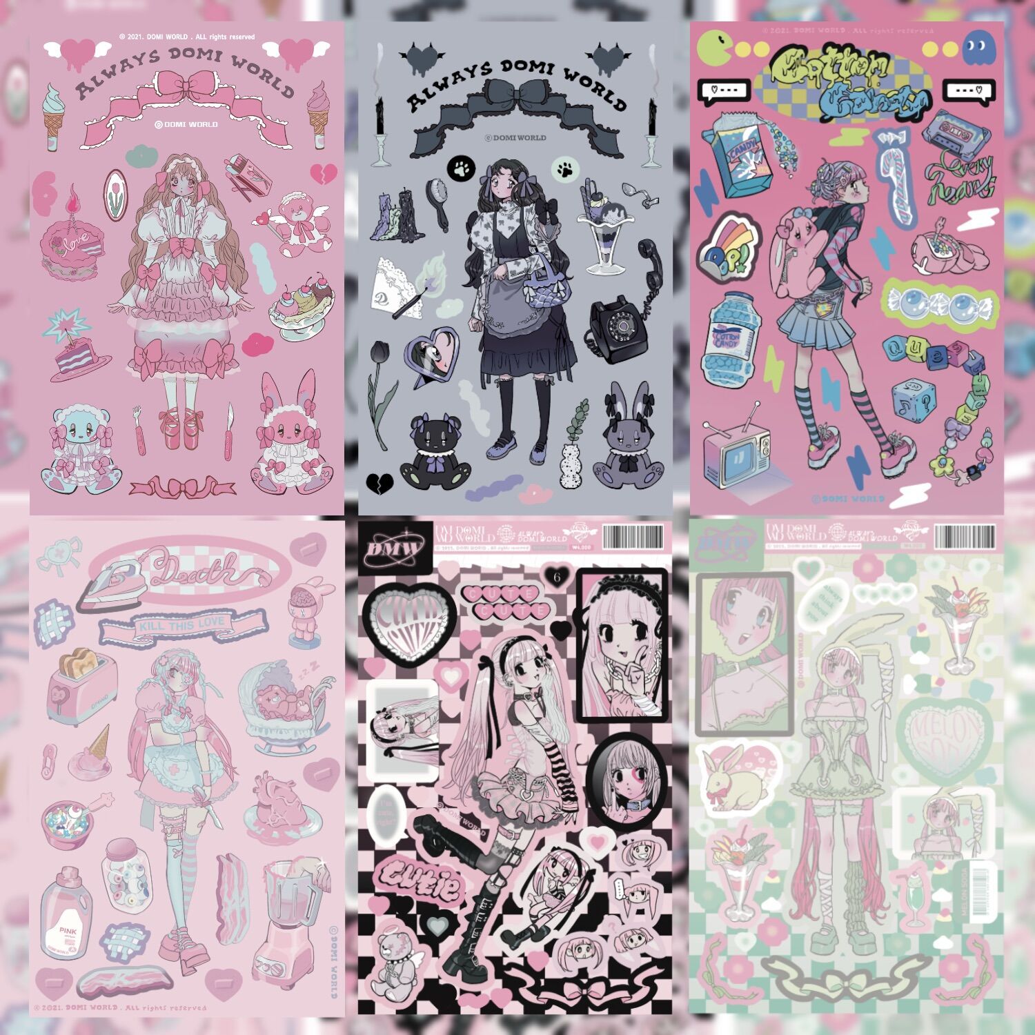 Korean domi same style sweet Asia style character sticker ins Korean style anime girl notebook material gugak sticker 