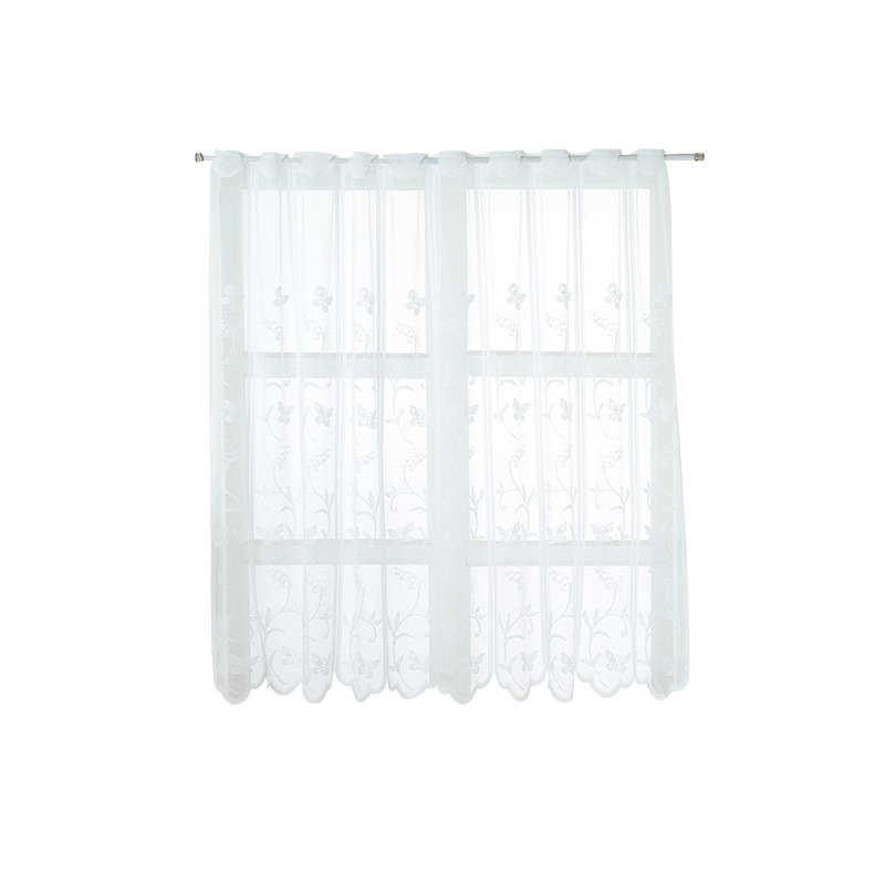 Factory direct foreign trade cross-border gauze curtain fine woven gauze curtain white wear Rod short curtain kitchen curtain Japanese short curtain