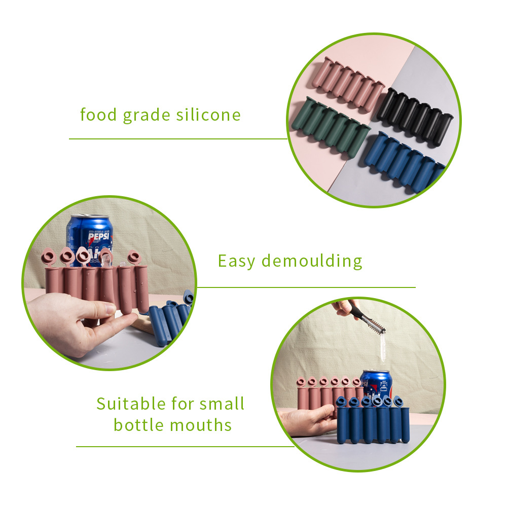 New Silicone Mini Small Ice Strip Mould Six Ice Block Mould with Lid Suitable for Filling Bottled Beverage