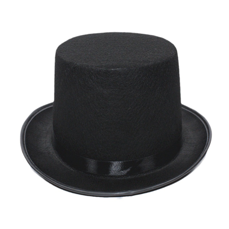 Black high hat 13cm Jazz hat Lincoln hat magician Gentleman hat non-woven fabric integrated molding dress up cos