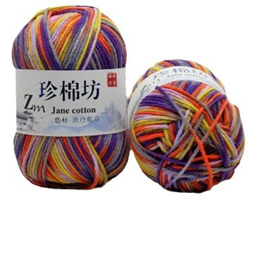 Baby wool Jane cotton workshop 4 strands dyed milk cotton rainbow cotton medium thick baby wool medium thick line wholesale