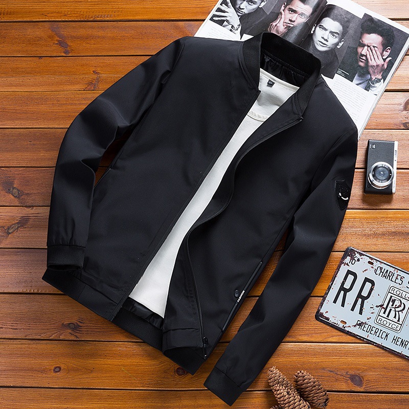 Men's stand collar coat new spring and autumn Korean style slim-fit trendy handsome jacket men's casual autumn clothes