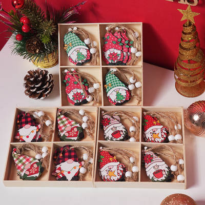 Cross-border hot sale Christmas decorations creative wooden gift box small pendant Christmas tree small pendant gift wholesale