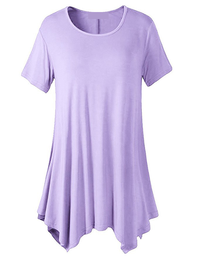 European and American Cross-border Trade eBay Large Size Women's Summer Mid-length Short-sleeved T-shirt Loose Round Neck Solid Color Base Shirt
