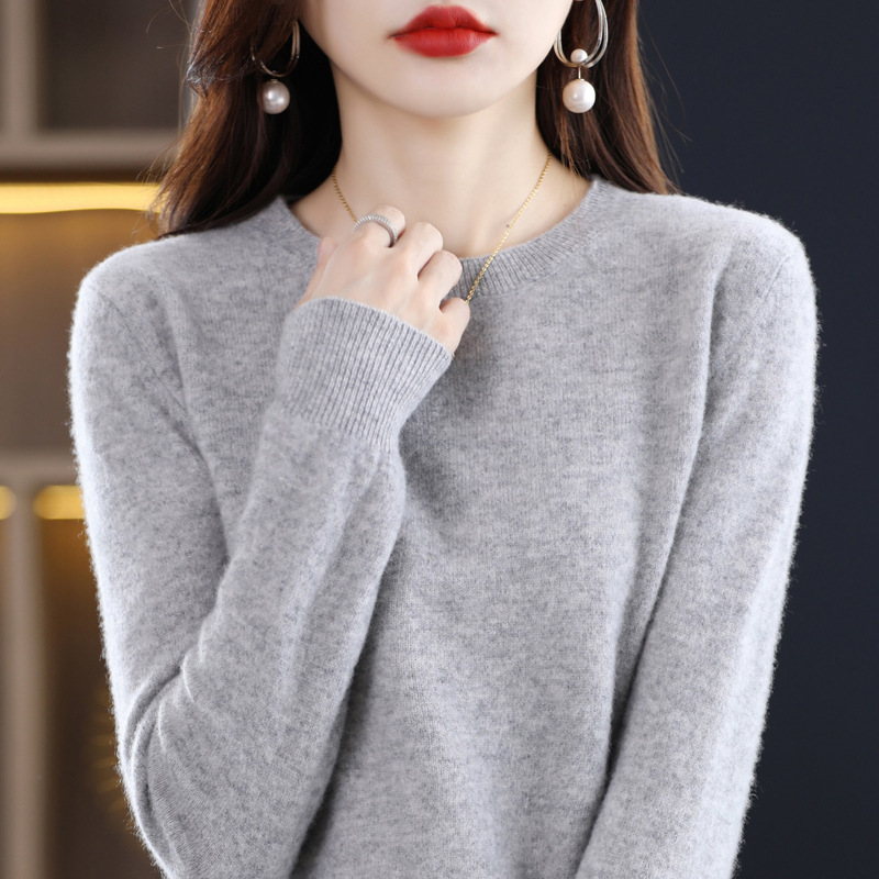 Woolen Sweater Women's New Round Neck Sweater Pullover Sweater Inner Loose Base Sweater Top Women's Casual All-match
