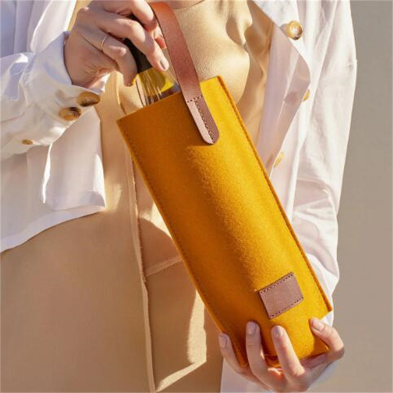 Single Felt Wine Bag 750ml Wine Portable Gift Bag Beverage Portable Storage Bag