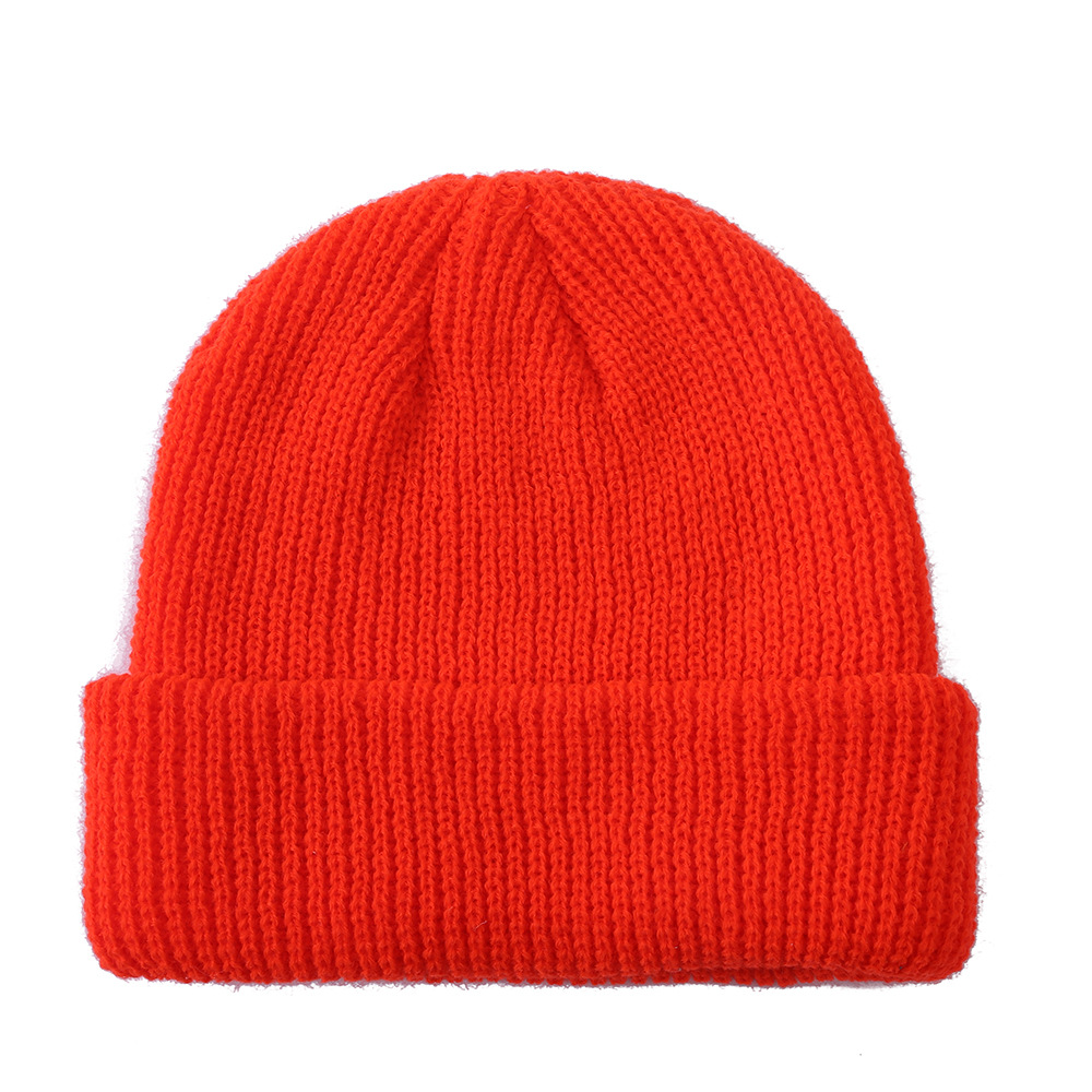 2023 knitted hat women's new warm melon hat solid color retro wool round top hat short outdoor autumn and winter hat