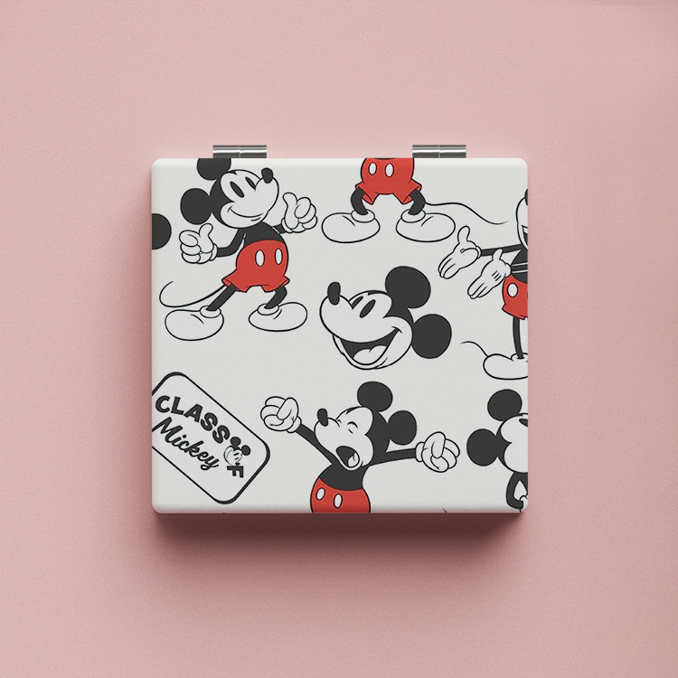 Cute strawberry bear Mickey Mouse small mirror portable mirror folding makeup mirror student dormitory desktop makeup mirror