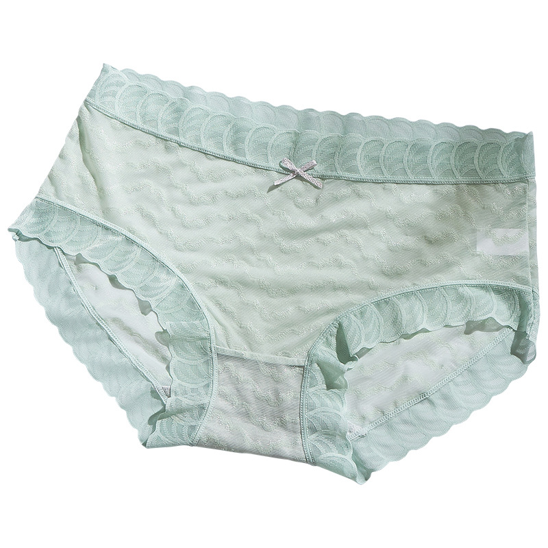 Yan Feiyang New Mid-waist Thin Lace Underwear Women's High Elastic Breathable Soft Cotton Crotch Briefs Women's Trousers