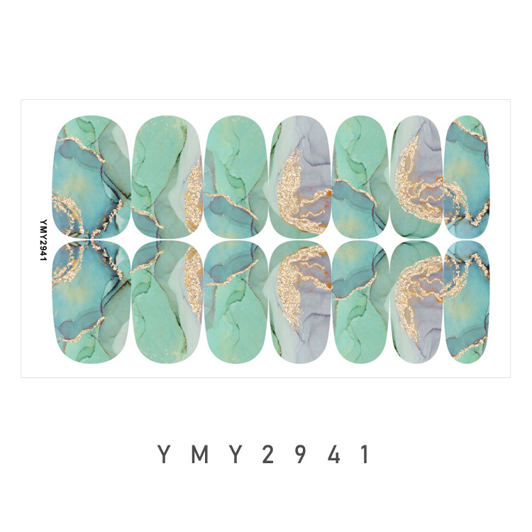 Cross-border wholesale European and American marble texture nail stickers gilding nail stickers nail full stickers YMY2939-2950