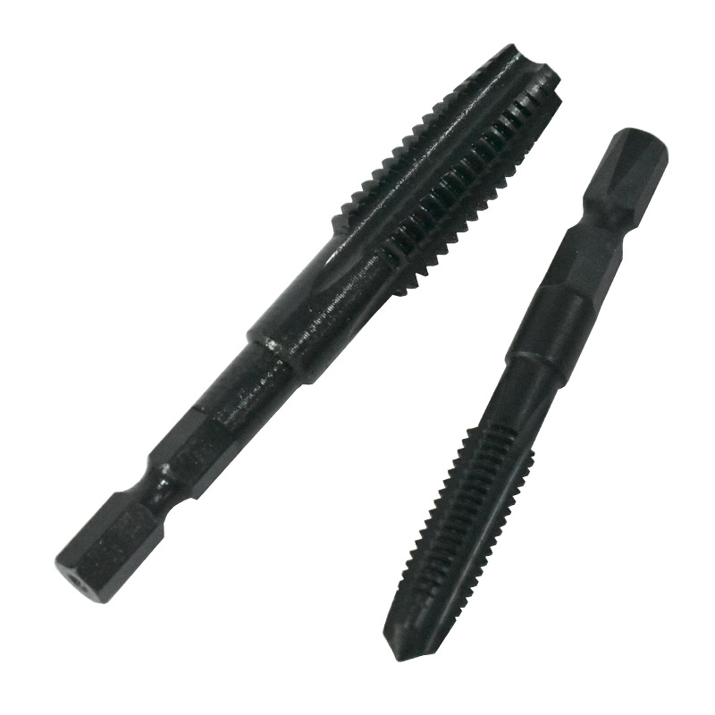 Pneumatic hexagonal handle straight groove tap hand drill tapping M3-m12 air batch tapping black high speed steel machine tap