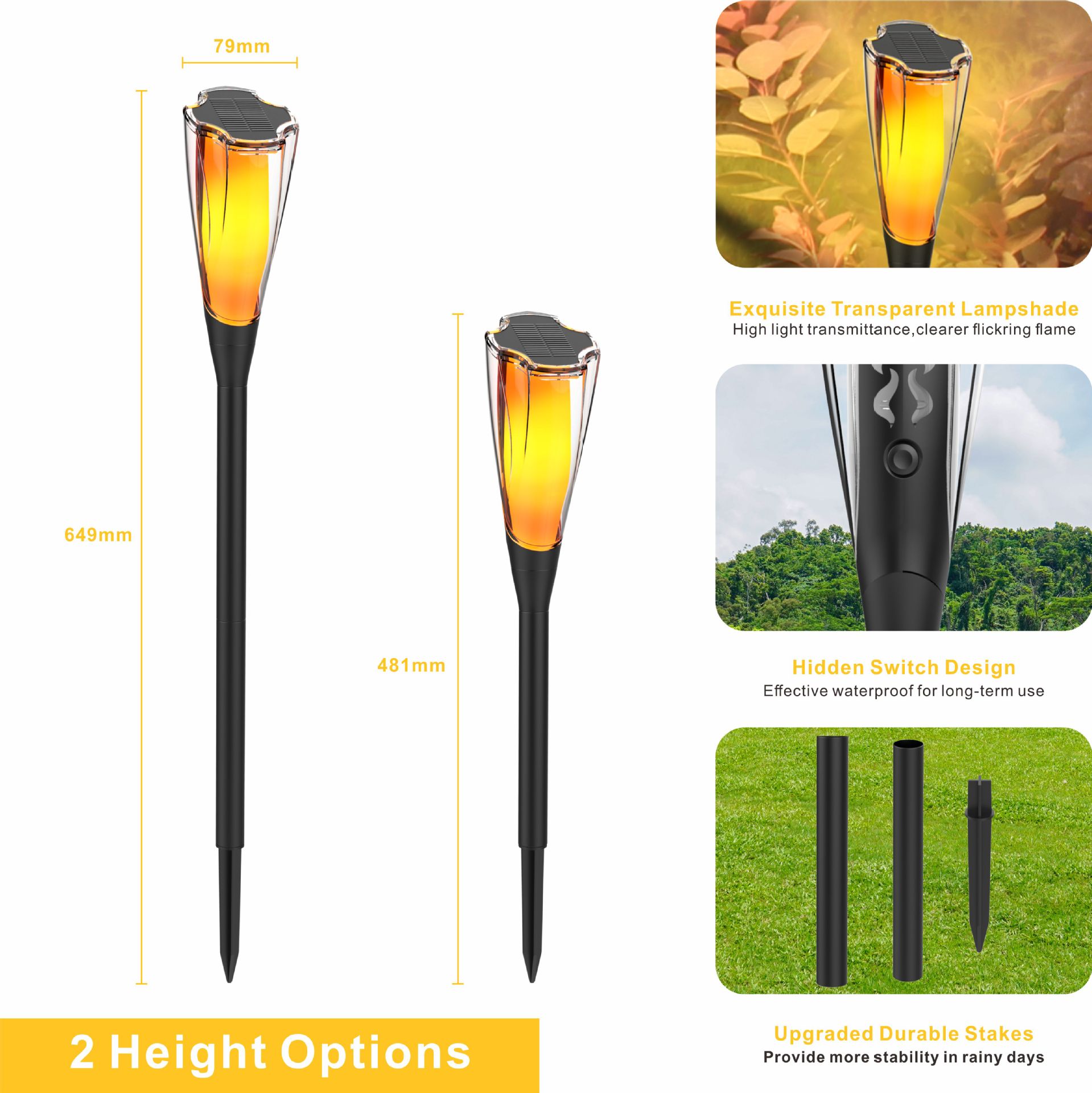 New outdoor courtyard petal shape solar flame lamp solar decorative torch lamp flashing atmosphere lamp