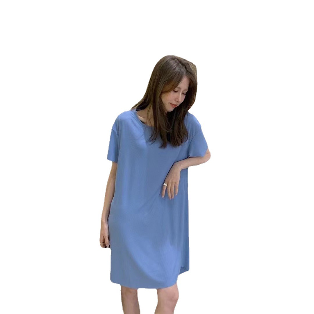 Ice Silk Cool Skirt 2023 Summer New Fashion Women's Nightdress Elegant Dress Loose Student Midi Dress