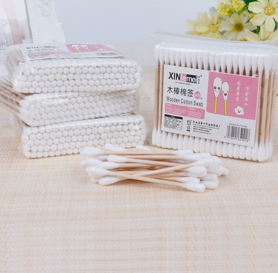 Core Le Mei 80- 100 bags of household cotton swabs makeup round head Beauty lipstick sanitary double head disinfection cotton swab