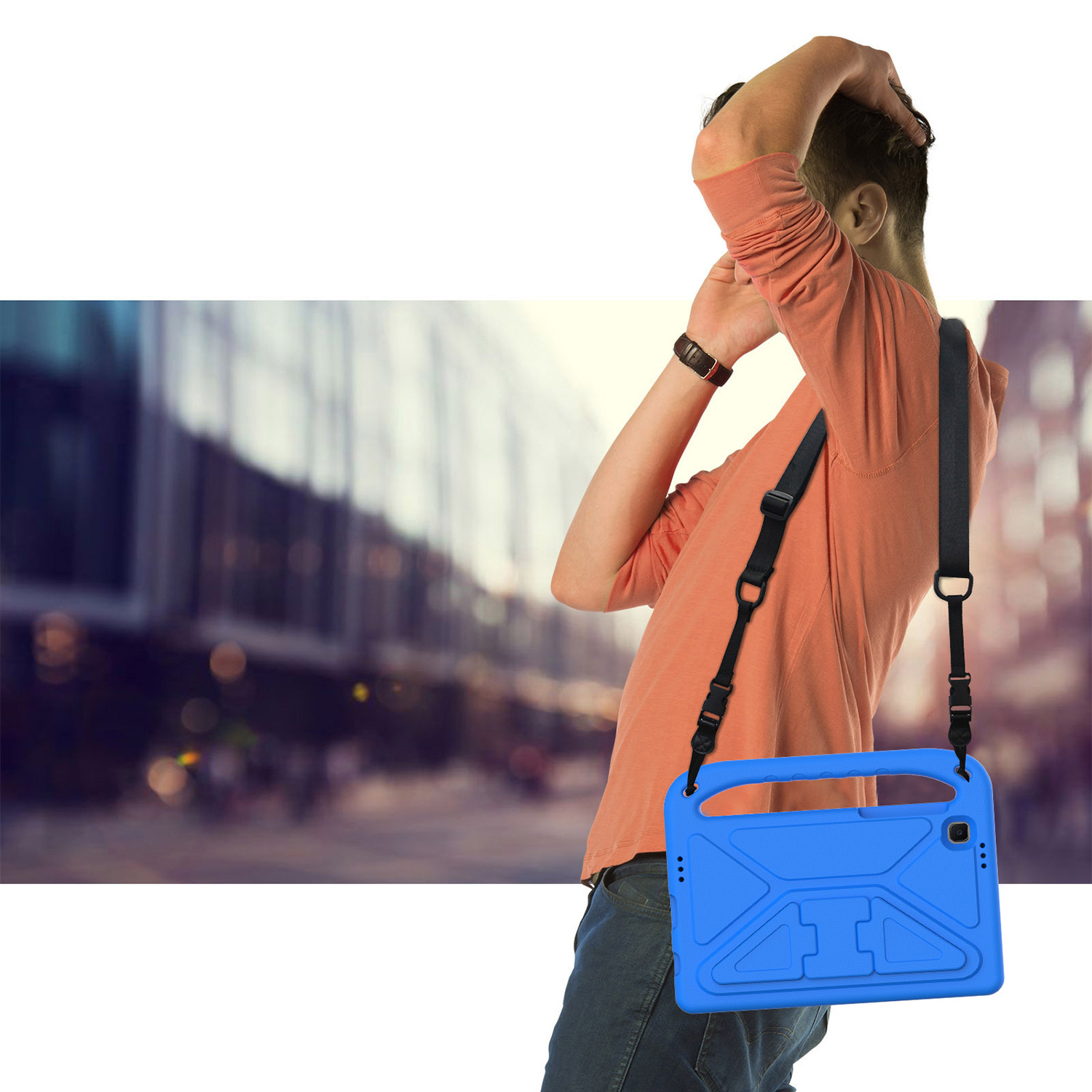 Flat crossbody shoulder strap for EVA tablet protective case children's ipad protective case universal detachable portable