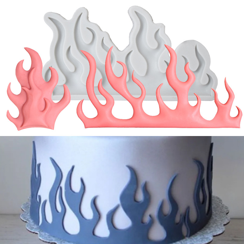Qiokai cross-border flame fondant silicone mold ins edge flame cake edge baking mold chocolate mold