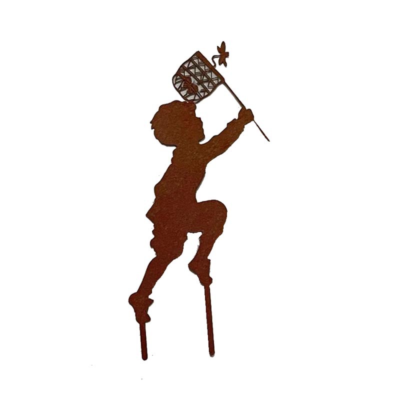Cross-border metal silhouette little boy little girl farmer farmhouse art plug-in ornaments decoration manufacturers supply