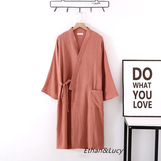 Four Seasons Standing Cotton Yarn Double Wash Texture Crepe Gauze Nightgown Bathrobe Home Clothes
