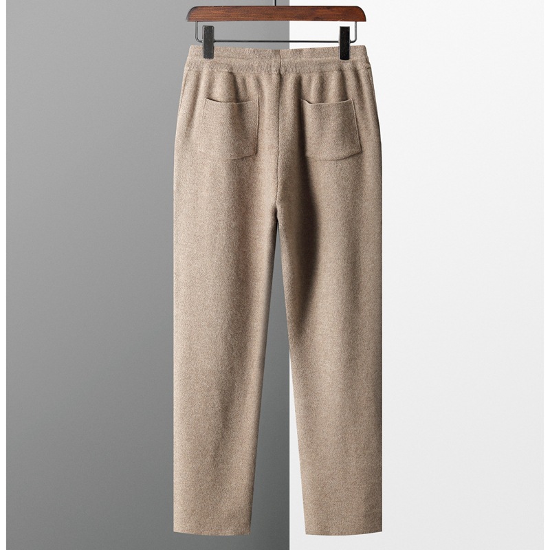 Autumn and winter men's casual wool pants loose straight slimming knitted pants versatile comfortable thick warm woolen pants outer wear