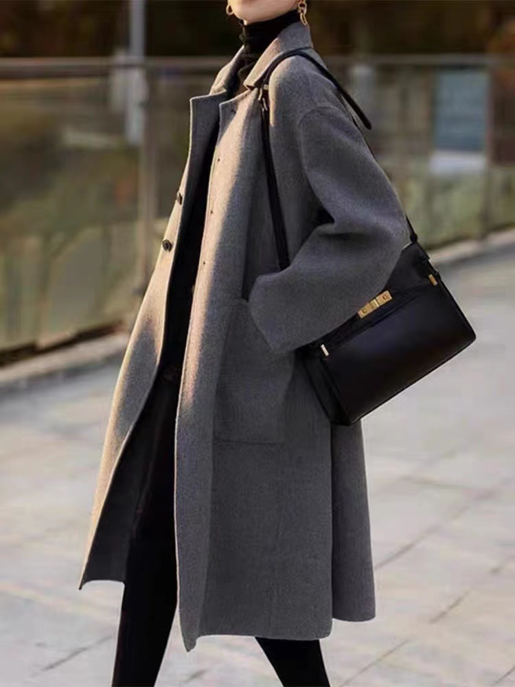 2023 autumn and winter New woolen coat for women plus size loose slimming mid-length small overcoat woolen coat_voghion.com