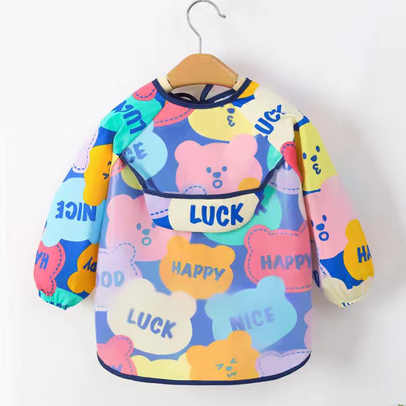 Children's Cotton Overalls Spring and Summer Short-sleeved Long-sleeved Apron Baby Class A Bib 1-3 Years Old Thin Baby Spit Towel