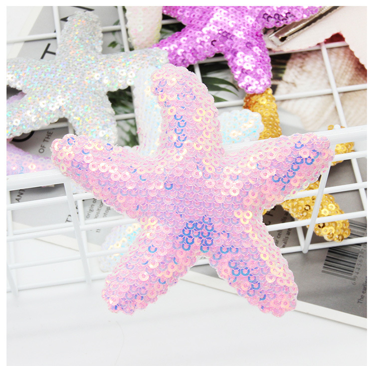 Heart Tian Cute Princess Starfish Hairpin Summer Children Rainbow Sequins Duckbill Clip Star Clip Jewelry Supply_voghion.com