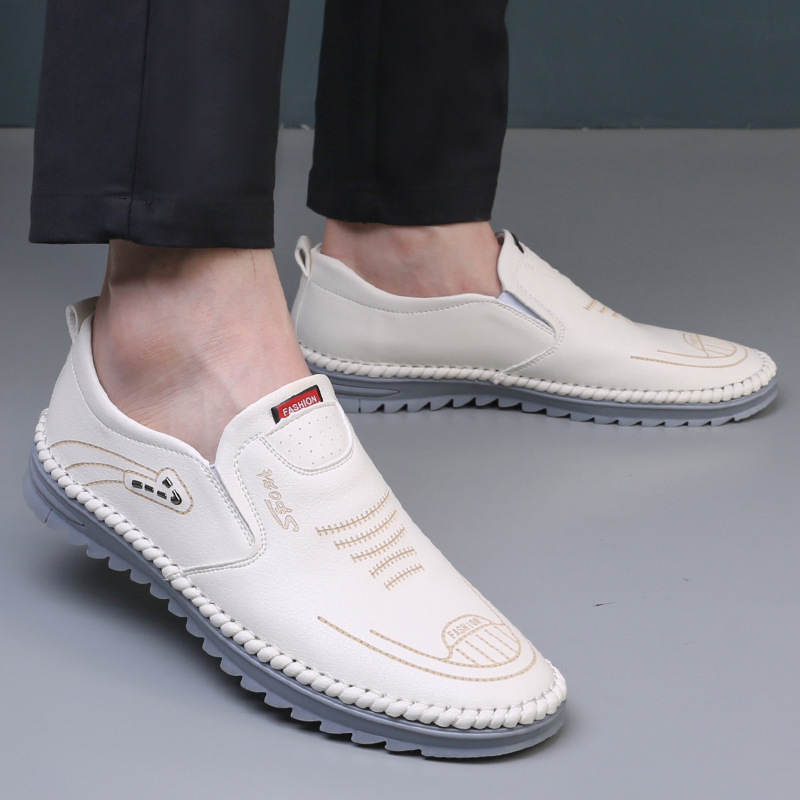 Men's Shoes Spring New Soft Sole Shoes Men's Breathable All-match Fashionable Comfortable Lightweight Shoes Men's Casual Leather Shoes